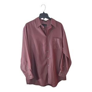 Vintage Bill Blass Metallic Maroon Long Sleeve Shirt